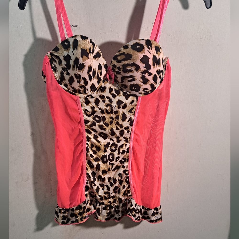 Hot pink and Leppard print sleep wear top